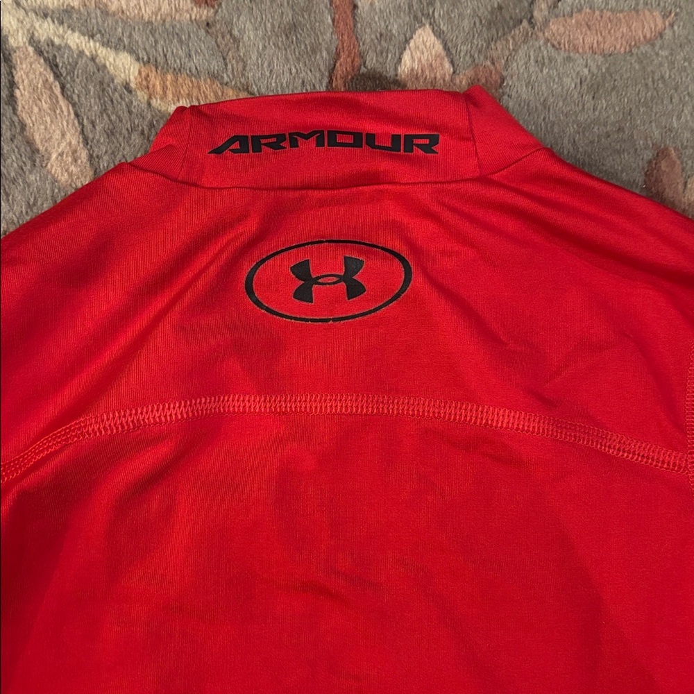 Under Armour Red ColdGear Fitted Mock Neck Top - Picture 8 of 11